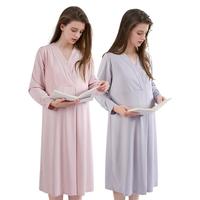 雅特茂睡裙夏季薄款哺乳产后产妇待产连衣裙 柔雾玫瑰丨送胸垫 莫代尔棉 3105 2XL