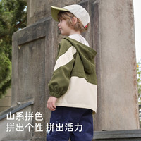 戴维贝拉男童户外上衣儿童外套2025春装童装男孩大童开衫衣服 军绿