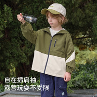 戴维贝拉男童户外上衣儿童外套2025春装童装男孩大童开衫衣服 军绿