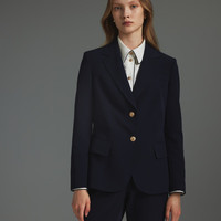 SCOFIELD女装翻领通勤收腰西装外套简约商务西服春秋季 藏青色（西装） S 160