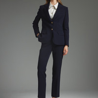 SCOFIELD女装翻领通勤收腰西装外套简约商务西服春秋季 藏青色（半裙） XL 175