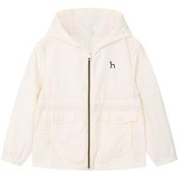 哈吉斯（HAZZYS） 童装男童春防晒衣透气舒适连帽纯色皮肤衣 米白色 155