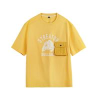 马登 工装美式复古植绒印花T恤