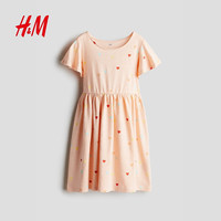 H&M童装女童中大童裙子2025夏季圆领印花洋气公主裙1283241 浅杏色/心形 150 150/76