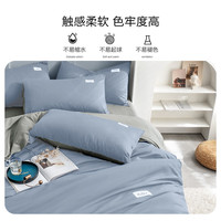 皮尔卡丹（pierre cardin）全棉纯色双拼四件套100%纯棉床单被套被罩床上用品浅蓝+浅灰 浅蓝+浅灰【100%全棉 亲肤裸睡】