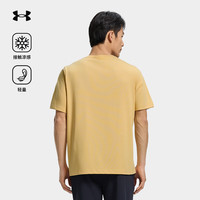 安德玛宽松短袖t恤男半袖户外运动圆领休闲外穿男运动上衣 尘土黄 4XL