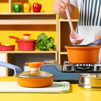 Didinika迪迪尼卡熊帅帅辅食锅套装婴儿奶锅家用不沾锅煎锅 嘎嘎鸭3件套-奶锅+蒸屉16cm