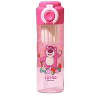 迪士尼（Disney）卡通儿童水壶男女小上学食品级水杯塑料杯带茶仓10644-1 草莓熊600ml塑料杯