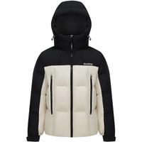 波司登（BOSIDENG）冬季羽绒服男女同款连帽面包服新国标90绒外套 风蚀白/黑色8A57/80568A5B S 160/84A