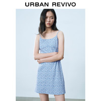 UR2025春季新款女装法式碎花U领修身吊带连衣裙UYY750013