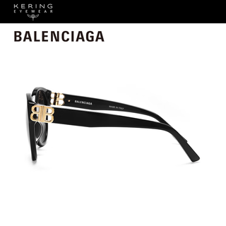 巴黎世家（BALENCIAGA）太阳镜男女经典超大圆形全框防晒墨镜黑金眼镜框BB0134SA-001