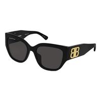 巴黎世家（BALENCIAGA）太阳眼镜男女同款百搭黑色方圆大框防晒遮阳墨镜BB0323SK-002 黑色镜框金色LOGO-002