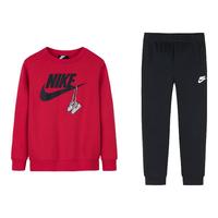 NIKE 耐克 童装男女童卫衣+裤子2件套24红色拜年服春秋儿童卫衣长裤套装 学院红 160/80(XL)
