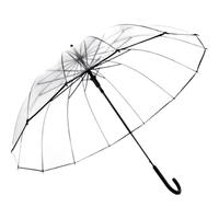 C'mon 自动雨伞长柄直杆伞简约雨伞大号加固加厚结实抗风 16骨透明伞