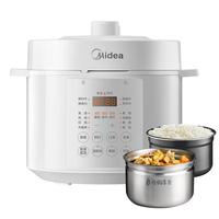 美的（Midea）0涂层精钢釜电压力锅5L双胆全自动智能预约 家用煲汤煮饭高压锅MY-E5622电饭煲3-6人