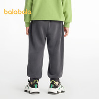 巴拉巴拉童装儿童长裤男童女童摇粒绒裤子2024冬装束脚休 铁灰20602 100
