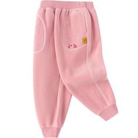 巴拉巴拉童装儿童长裤男童女童摇粒绒裤子2024冬装束脚休 桃红60423 90