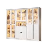 境达钢制书柜玻璃门防尘书架收纳柜子铁艺置物柜客厅储物柜家用展示柜 上玻下铁书柜