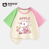 MINI PEPCO小猪班纳童装女童短袖t恤儿童夏季洋气插肩袖小女孩宽松纯棉半袖 粉绿苹果兔 160
