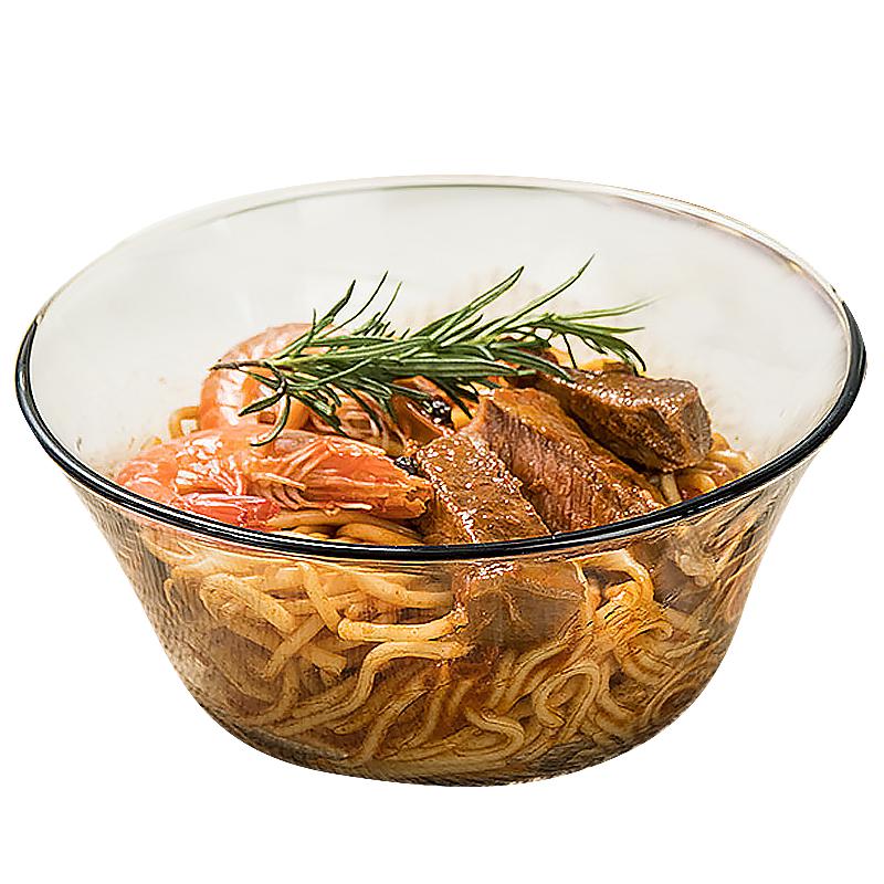 青苹果北欧茶色玻璃碗大号沙拉碗1只面碗甜品碗饭碗加厚泡面碗