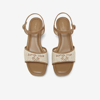 百思图2025夏季一字带时尚复古潮流厚底女凉鞋C5972BL5 棕色 36