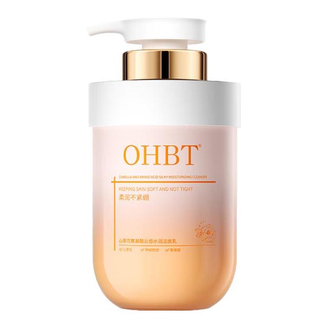 OHBT 山茶花氨基酸洗面奶500g控油祛痘除螨虫去黑头缩毛孔胖东来男女士 山茶花洗面奶