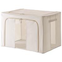 懒角落衣服收纳箱布艺特大号衣物整理箱棉被收纳盒可视化折叠百纳箱储物 42*60*40cm 米色100L两只装