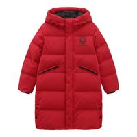 波司登(BOSIDENG)冬季羽绒服儿童男童抗菌安心绒长款加厚连帽百搭外套T00143403E 明亮蓝5343 165/84