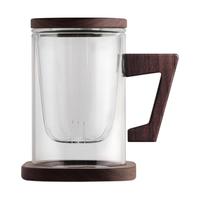 木笙玩物 耐热玻璃杯办公室茶杯带把带盖过滤创意水杯子泡茶杯茶水分离家用 柒型2A