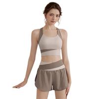 佑游运动内衣女士防震防下垂瑜伽背心发带二件套J13009GY绿色 2XL 绿色【固定杯胸垫-四排扣】 2XL 【145-160斤】