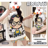 巴洛莲 BORORAMCC带胸垫睡衣女短袖短裤夏季家居服云朵棉套装外 H021眼镜女孩 M 80-100斤