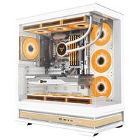 大水牛（BUBALUS）森语 木纹白色 背插式游戏电脑台式主机箱/360水冷排夹汉堡/Type-C/270°海景房/ATX/免工具快拆