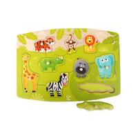 Hape【出口转内销】三阶—丛林动物小抓手拼图E1405