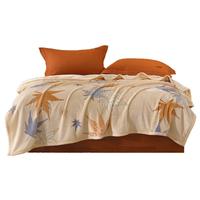 水星家纺法兰绒毯吸湿发热毛毯可水洗双面绒毛毯子宿舍盖毯空调毯午休毯 北欧·枫晚霞法兰绒毯(吸湿发热) 100cm×140cm