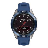 天梭(TISSOT)瑞士手表 2024年腾智无界系列运动版钛金属智能腕表 黑盘蓝色表带T153.420.47.051.01