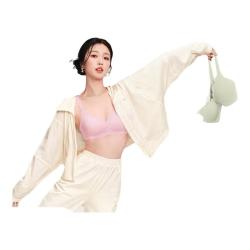 Ubras 虞书欣同款钻石纱软支撑小花瓣文胸聚拢女士内衣背心-淡雅粉 XL 钻石纱-背心-淡雅粉
