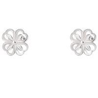 榛橙S999银花朵螺丝耳钉女小清新甜美拧螺丝耳环四叶草足银耳环 999银螺丝耳钉E168