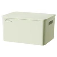 稻草熊 化妆品收纳盒宿舍文具桌面零食塑料收纳箱家用杂物筐储物盒子 高款大号-抹茶绿 带盖