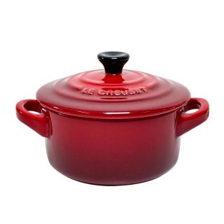 酷彩（Le Creuset）法国炻瓷高温研烧 瓷质坚厚 圆形锅形烤罐烘焙有盖红色