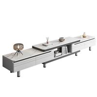 宜造(YIZAO)电视柜落地2024最现代简约客厅家用小户型伸缩茶几电视柜组合 双向伸缩(160-220)|暖白+白纹理 自主安装