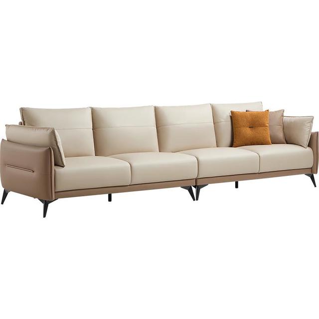 林氏家居 BS103 拼色科技布沙发 三人位 拿铁棕