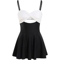 亦美珊连体温泉泳衣女2024性感纯欲遮肚小胸聚拢高端度假 黑色 M 