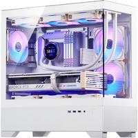 爱国者 W60机箱台式机电脑主机支持360水冷白色海景房MATX机箱 W60 白+无限镜ARGB【1正5反】