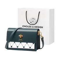  蔻一 Cnolés 蜜蜂物语系列 女士单肩小方包 K168168A484E 墨绿色 小号