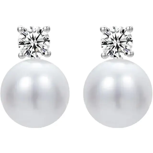 周百福【1000+门店】银珍珠耳钉女百搭王妃耳坠