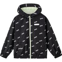 鸿星尔克（ERKE）童装女童中大童夹克儿童保暖简约百搭夹克外套78222303001正黑150