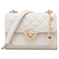 意尔康新年包包女包小香风链条腋下包斜挎包女士小方包37W28160米白