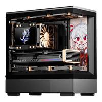 爱国者星璨小岚台式电脑游戏主机箱海景房MATX机箱 星璨小岚 黑+Z12极光风扇正叶*4+反叶*3
