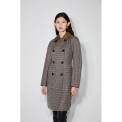 MECITY 女士冬季羊毛混纺格纹大衣呢子外套 533671