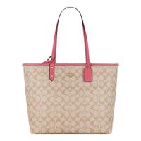 COACH 蔻驰 女士PVC单肩托特包 F36658 IMBE5 卡其配粉边 大号